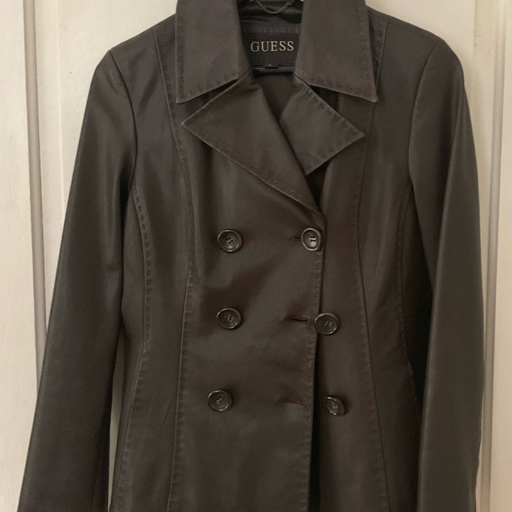 Guess vintage Leather Double Breasted Jacket- Size M